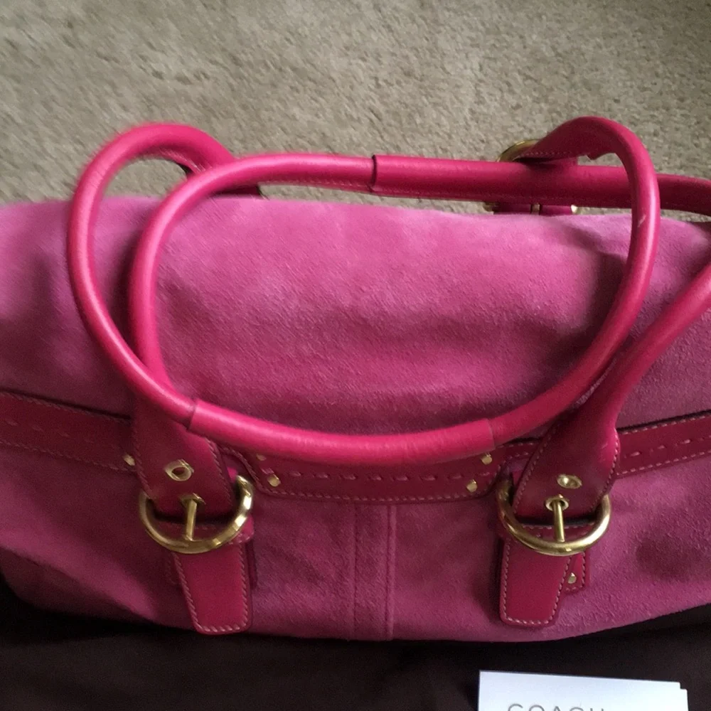 Coach Pink Suede Leather Satchel Bag